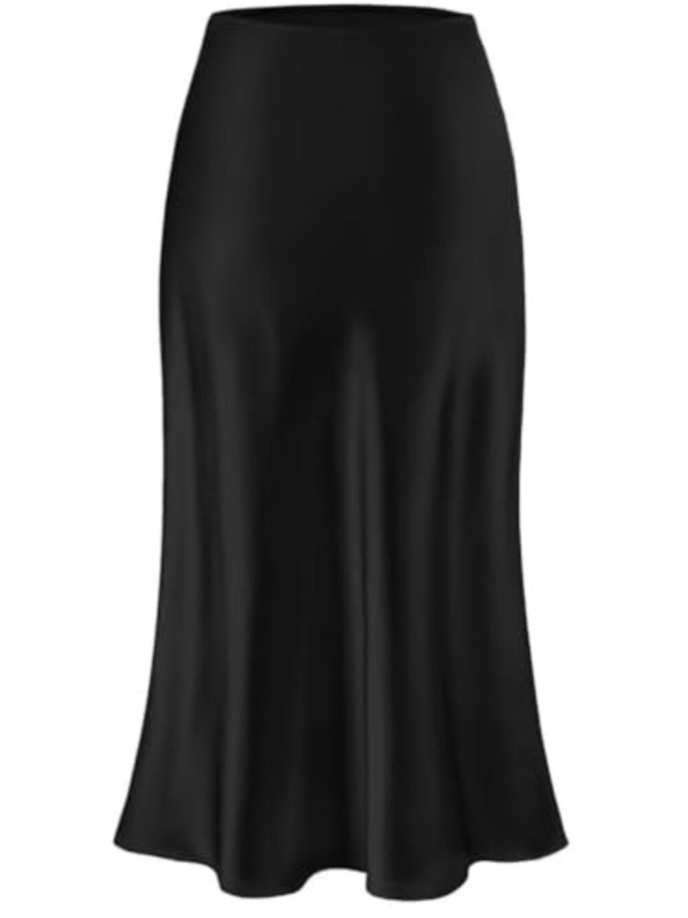 Women's Satin Midi Skirt High Waisted A-Line Long Silk Fall
